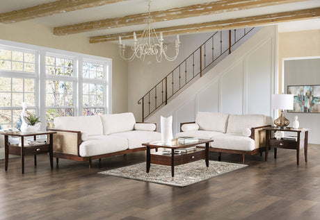 Alesund Beige/Walnut Sofa from Furniture of America - Luna Furniture