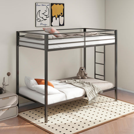 Alevera Black Metal Twin Over Twin Bunk Bed with Ladder from Coaster - Luna Furniture
