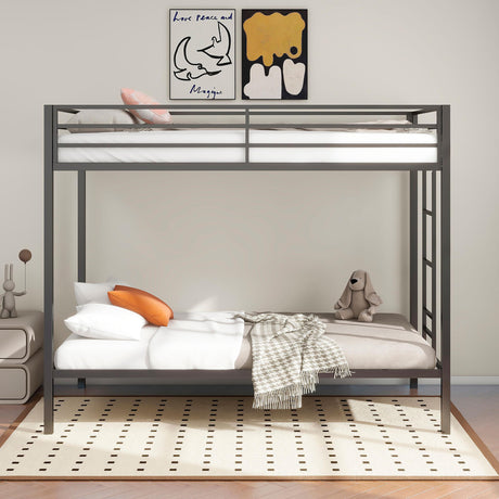 Alevera Black Metal Twin Over Twin Bunk Bed with Ladder from Coaster - Luna Furniture