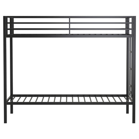 Alevera Black Metal Twin Over Twin Bunk Bed with Ladder from Coaster - Luna Furniture