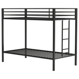 Alevera Black Metal Twin Over Twin Bunk Bed with Ladder from Coaster - Luna Furniture