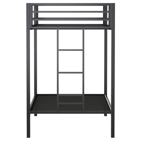 Alevera Black Metal Twin Over Twin Bunk Bed with Ladder from Coaster - Luna Furniture