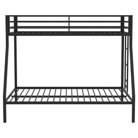 Alevera Metal Twin Over Full Bunk Bed with Ladder Black from Coaster - Luna Furniture