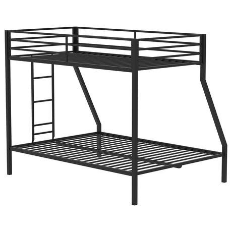 Alevera Metal Twin Over Full Bunk Bed with Ladder Black from Coaster - Luna Furniture