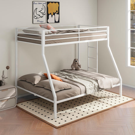 Alevera Metal Twin Over Full Bunk Bed with Ladder White from Coaster - Luna Furniture