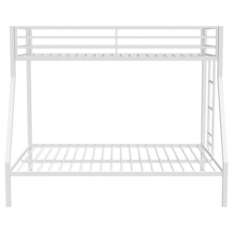 Alevera Metal Twin Over Full Bunk Bed with Ladder White from Coaster - Luna Furniture