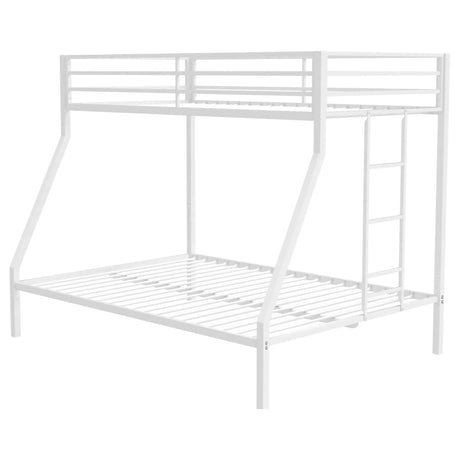 Alevera Metal Twin Over Full Bunk Bed with Ladder White from Coaster - Luna Furniture