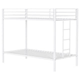 Alevera Metal Twin Over Twin Bunk Bed with Ladder White from Coaster - Luna Furniture