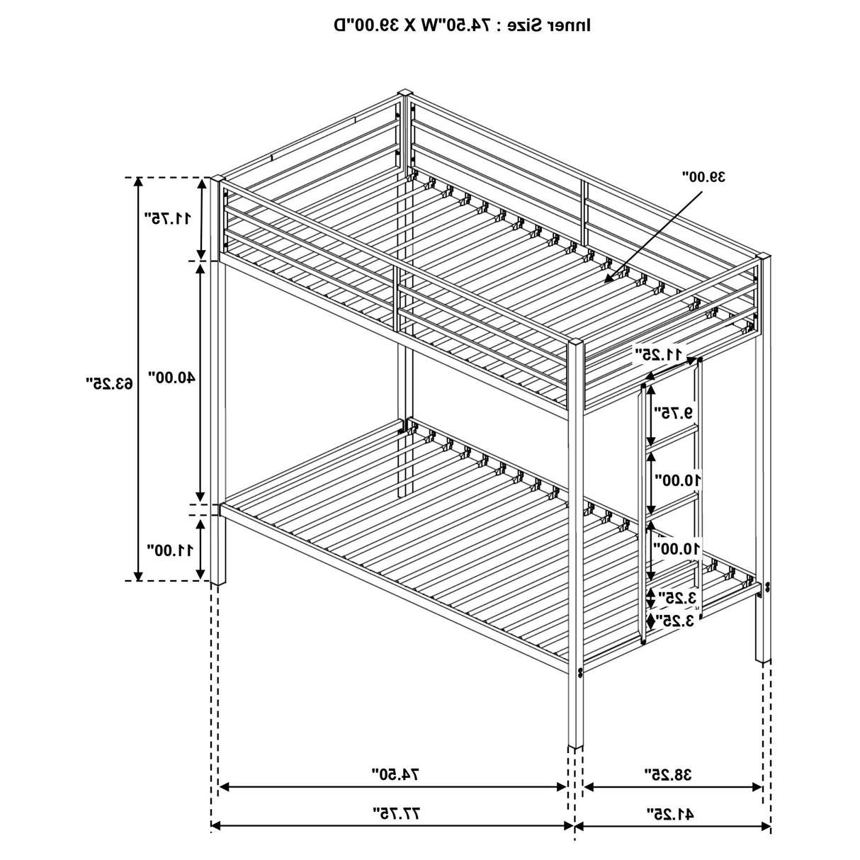 Alevera Metal Twin Over Twin Bunk Bed with Ladder White from Coaster - Luna Furniture