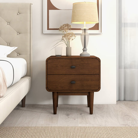Alexa Mid Century Modern Style Night Stand 2-Drawer from Ashcroft Furniture - Luna Furniture
