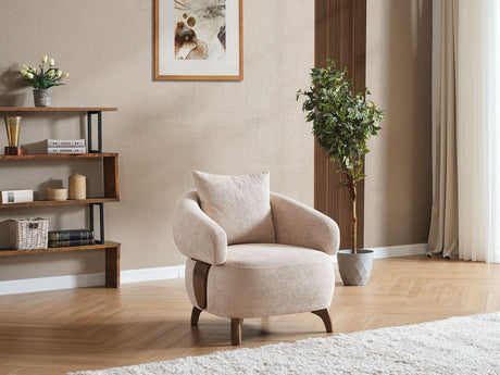 Alexa 4-pieces (Sofa & Module Sofa & 2 Chair) Livingroom Set in Cream from Furnia - Luna Furniture