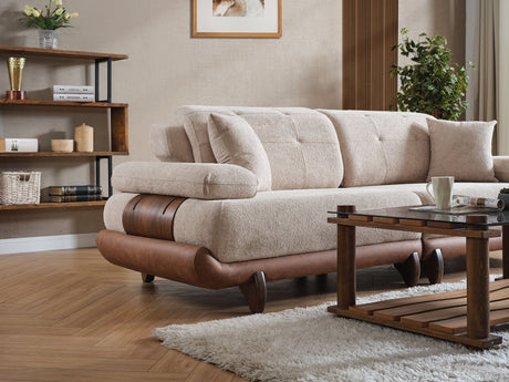 Alexa Convertible Sofa in Cream from Furnia - Luna Furniture