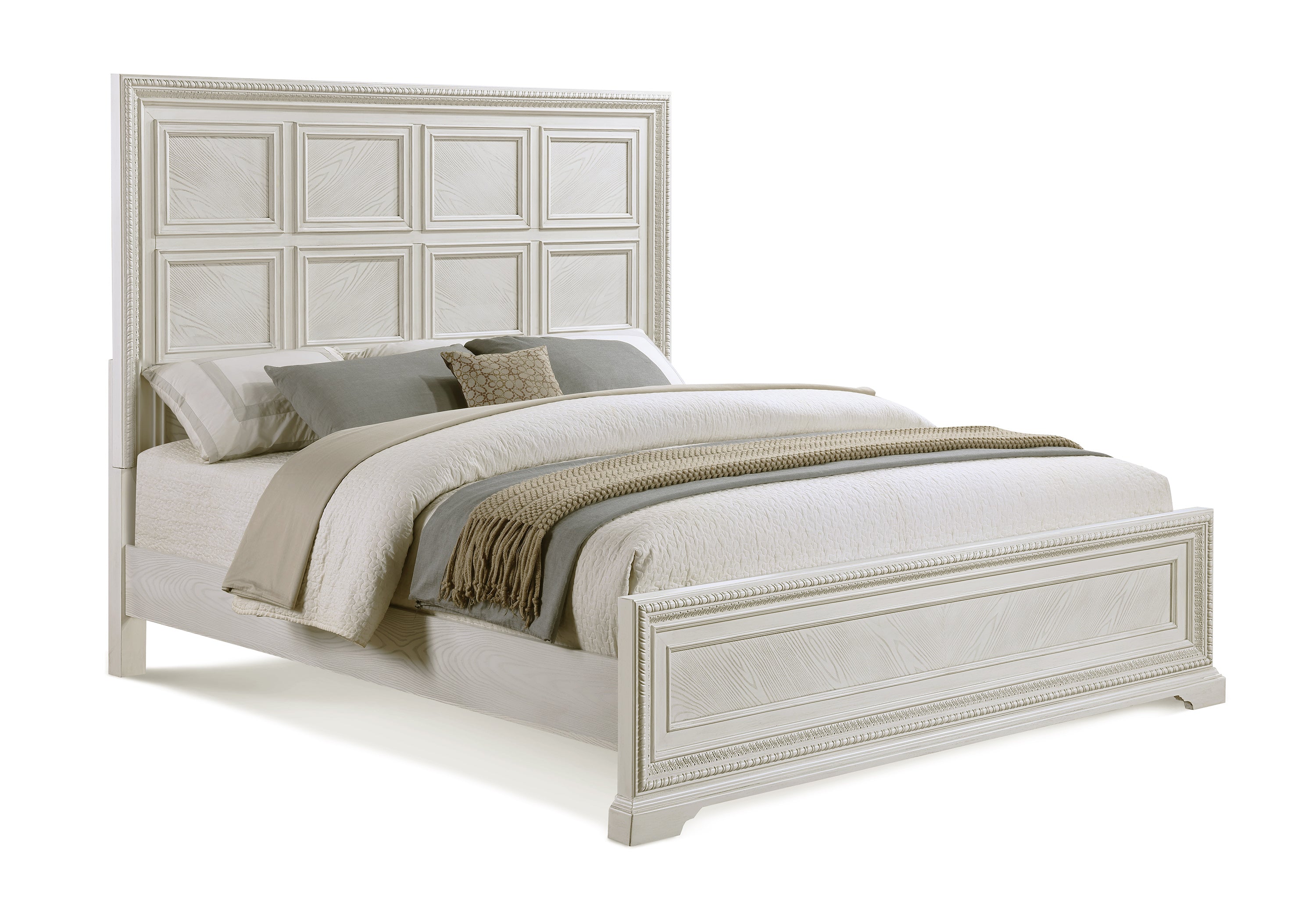 Alexandria Antique White Panel Bedroom Set – Luna Furniture