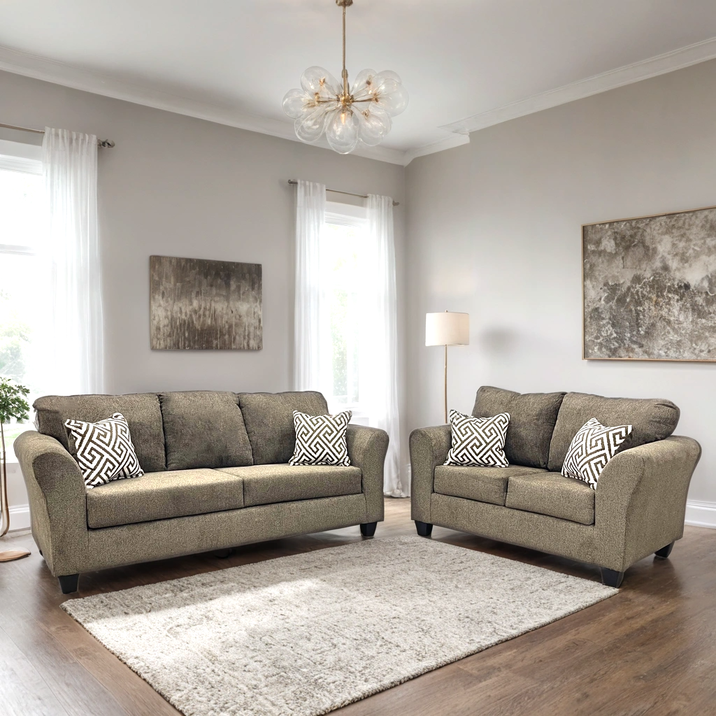 Alexandria Brown Sofa and Loveseat Set from Happy Homes - Luna Furniture