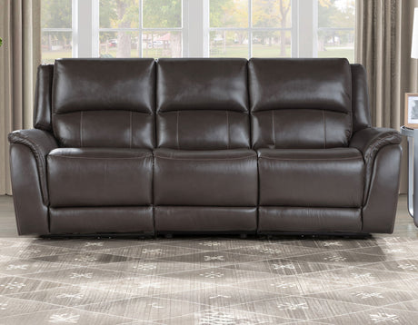 Alexandria Chocolate 3-Piece Top-Grain Leather Power Reclining Living Room Set from Steve Silver - Luna Furniture