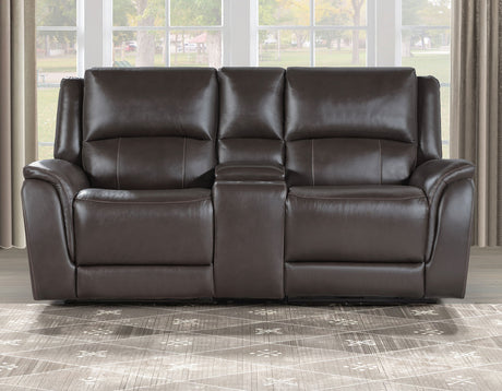 Alexandria Chocolate 3-Piece Top-Grain Leather Power Reclining Living Room Set from Steve Silver - Luna Furniture