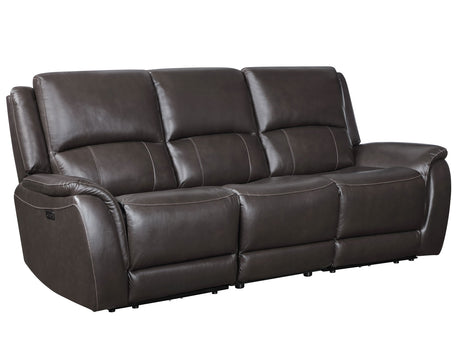 Alexandria Chocolate 3-Piece Top-Grain Leather Power Reclining Living Room Set from Steve Silver - Luna Furniture