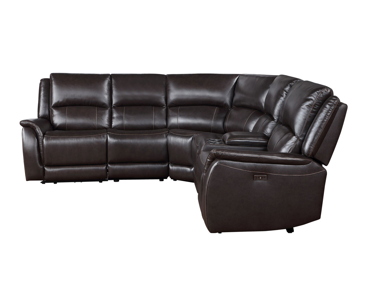 Alexandria Chocolate Top-Grain Leather 6-Piece Power Reclining Set from Steve Silver - Luna Furniture