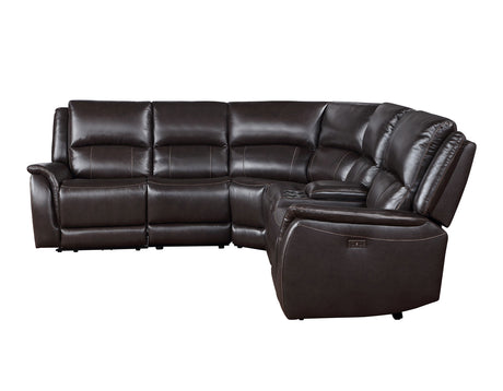 Alexandria Chocolate Top-Grain Leather 6-Piece Power Reclining Set from Steve Silver - Luna Furniture