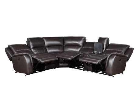 Alexandria Chocolate Top-Grain Leather 6-Piece Power Reclining Set from Steve Silver - Luna Furniture