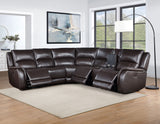Alexandria Chocolate Top-Grain Leather 6-Piece Power Reclining Set from Steve Silver - Luna Furniture