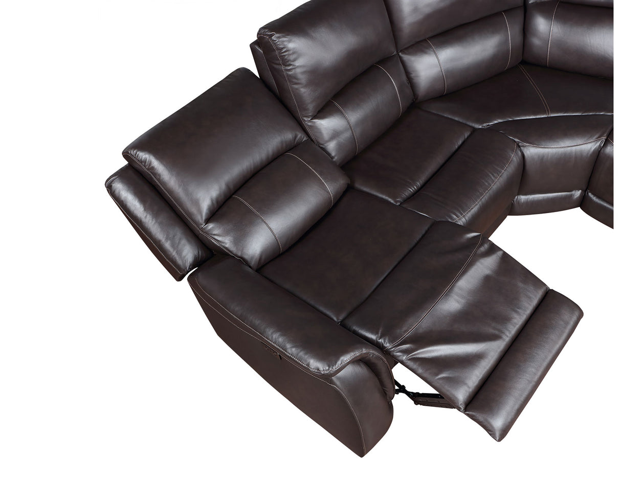Alexandria Chocolate Top-Grain Leather 6-Piece Power Reclining Set from Steve Silver - Luna Furniture