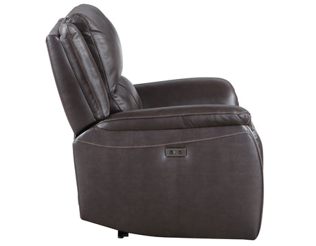 Alexandria Chocolate Top-Grain Leather Power Recliner from Steve Silver - Luna Furniture