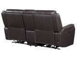 Alexandria Chocolate Top-Grain Leather Power Reclining Console Loveseat from Steve Silver - Luna Furniture