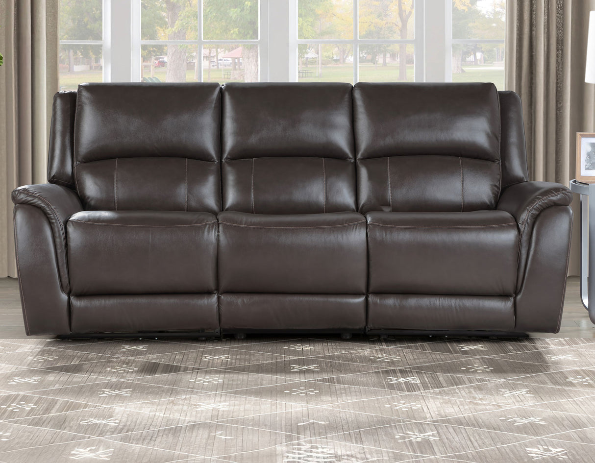 Alexandria Power Leather Reclining Sofa, Chocolate from Steve Silver - Luna Furniture