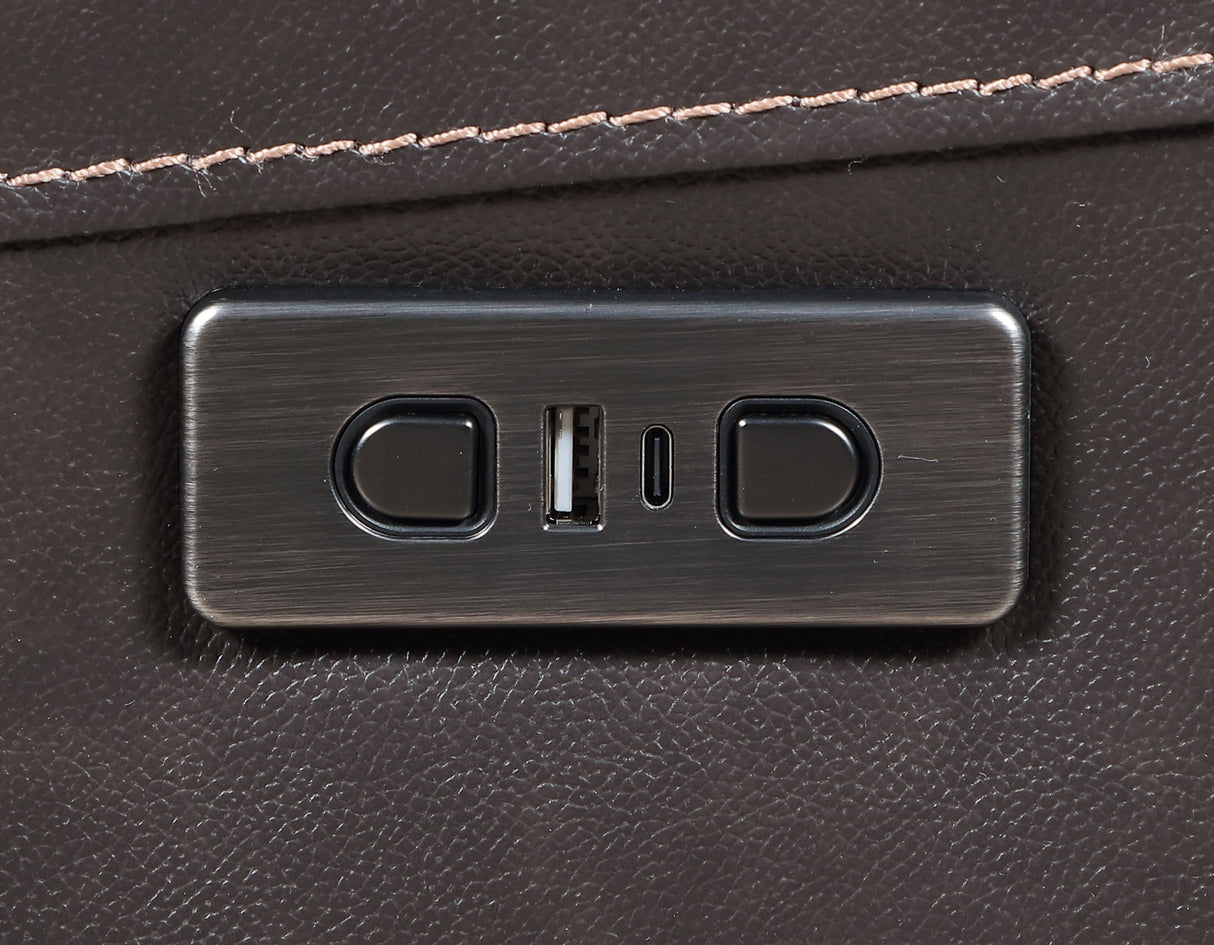 Alexandria Power Leather Reclining Sofa, Chocolate from Steve Silver - Luna Furniture