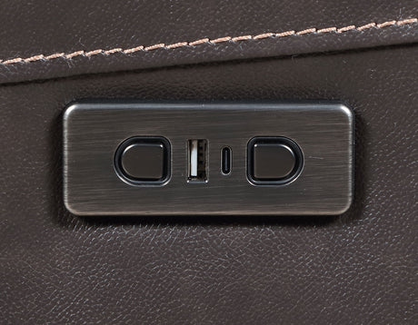Alexandria Power Leather Reclining Sofa, Chocolate from Steve Silver - Luna Furniture