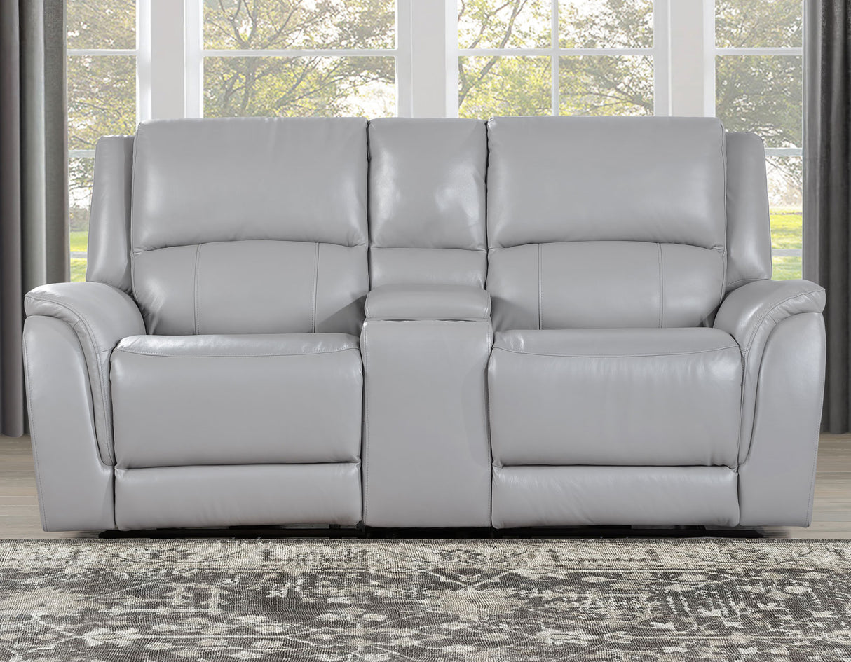 Alexandria Stone 3-Piece Top-Grain Leather Power Reclining Living Room Set from Steve Silver - Luna Furniture