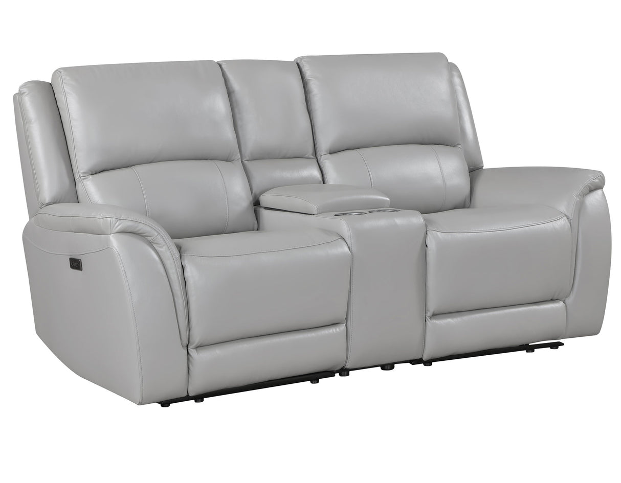 Alexandria Stone 3-Piece Top-Grain Leather Power Reclining Living Room Set from Steve Silver - Luna Furniture