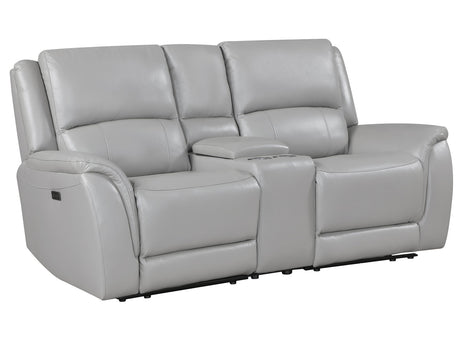 Alexandria Stone 3-Piece Top-Grain Leather Power Reclining Living Room Set from Steve Silver - Luna Furniture