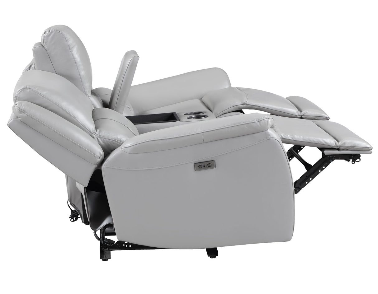 Alexandria Stone Top-Grain Leather Power Reclining Console Loveseat from Steve Silver - Luna Furniture