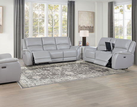 Alexandria Stone Top-Grain Leather Power Reclining Sofa from Steve Silver - Luna Furniture