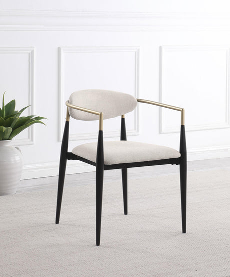 Alexis Beige Upholstered Dining Arm Chair, Set of 2 from Coaster - Luna Furniture