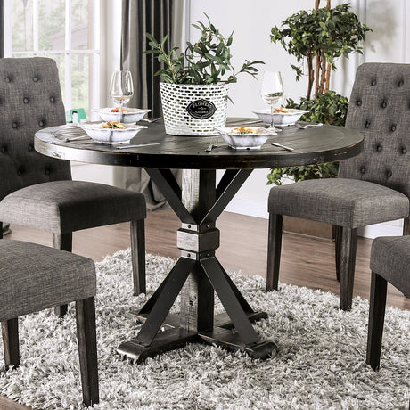 Alfred Antique Black Round Dining Table from Furniture of America - Luna Furniture