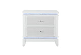 Alina White Nightstand With LED from Global USA - Luna Furniture