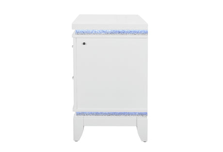 Alina White Nightstand With LED from Global USA - Luna Furniture