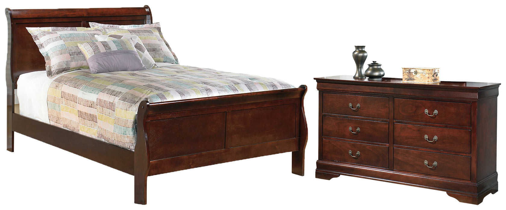 Alisdair Full Sleigh Bed with Dresser in Reddish Brown from Ashley - Luna Furniture