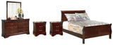 Alisdair Full Sleigh Bed with Mirrored Dresser and 2 Nightstands in Reddish Brown from Ashley - Luna Furniture