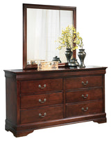 Alisdair Full Sleigh Bed with Mirrored Dresser and Chest in Reddish Brown from Ashley - Luna Furniture
