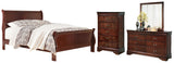 Alisdair King Sleigh Bed with Mirrored Dresser and Chest in Reddish Brown from Ashley - Luna Furniture