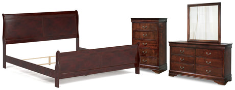 Alisdair King Sleigh Bed with Mirrored Dresser and Chest in Reddish Brown from Ashley - Luna Furniture
