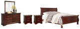 Alisdair Queen Sleigh Bed with Mirrored Dresser and 2 Nightstands in Reddish Brown from Ashley - Luna Furniture