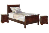 Alisdair Twin Sleigh Bed with 2 Nightstands in Reddish Brown from Ashley - Luna Furniture