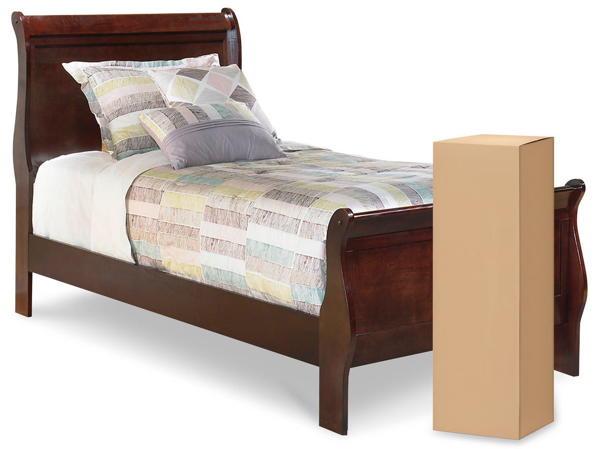 Alisdair Twin Sleigh Bed with Mattress in Reddish Brown from Ashley - Luna Furniture