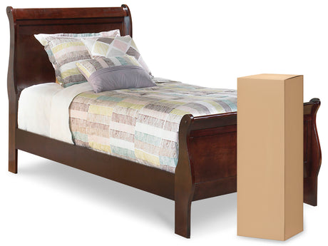 Alisdair Twin Sleigh Bed with Mattress in Reddish Brown from Ashley - Luna Furniture