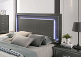 Alison Metallic Gray LED King Panel Bed from Furniture of America - Luna Furniture